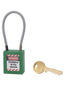Lacat siguranta industriala, cablu inox Ø 4,76 X 150 mm (verde), THIRARD - 1