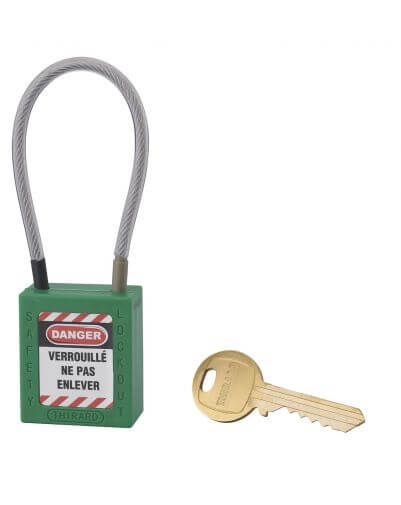 Lacat siguranta industriala, cablu inox Ø 4,76 X 150 mm (verde), THIRARD - 1