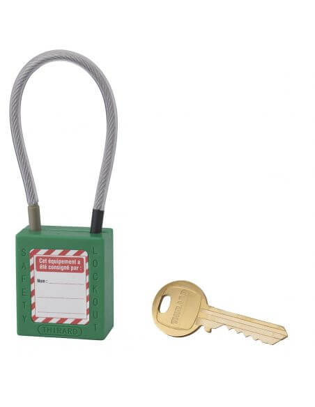 Lacat siguranta industriala, cablu inox Ø 4,76 X 150 mm (verde), THIRARD - 2