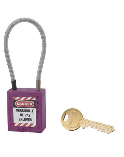 Lacat siguranta industriala, cablu inox Ø 4,76 X 150 mm (violet), THIRARD - 1