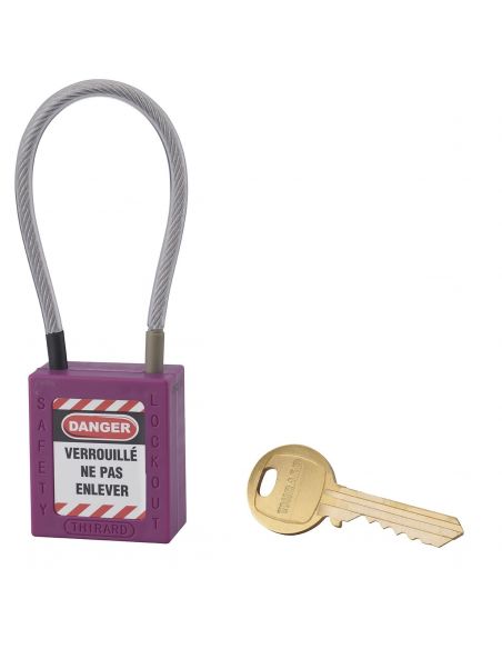 Lacat siguranta industriala, cablu inox Ø 4,76 X 150 mm (violet), THIRARD - 1