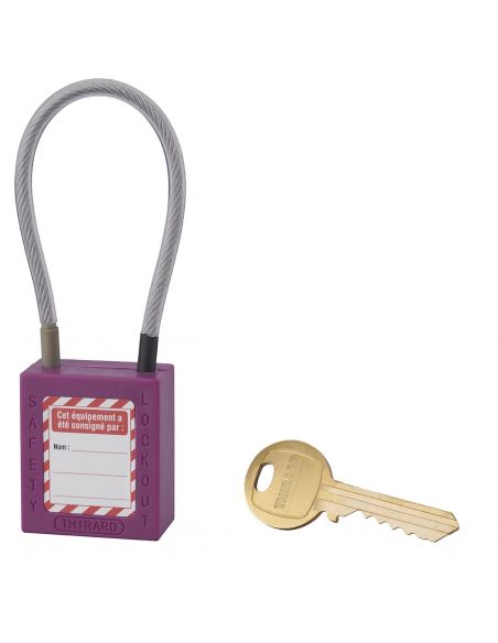 Lacat siguranta industriala, cablu inox Ø 4,76 X 150 mm (violet), THIRARD - 2