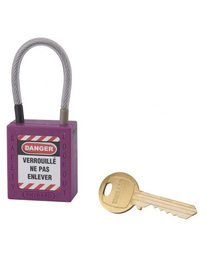 Lacat siguranta industriala, cablu inox Ø 4,76 X 90 mm (violet), THIRARD - 1