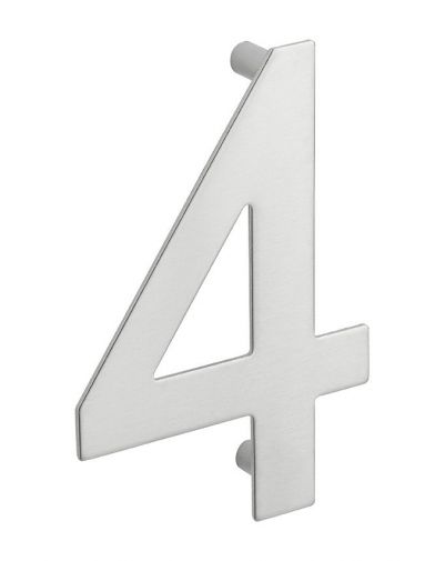 Numar usa, cifra „4”, prindere suruburi, inox - 1