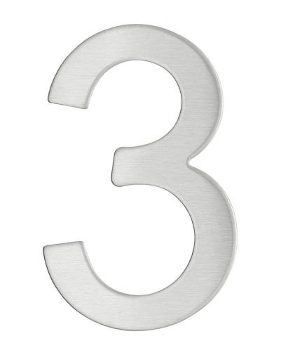 Numar usa, cifra „3”, lipire adeziv 3M, inox - 1