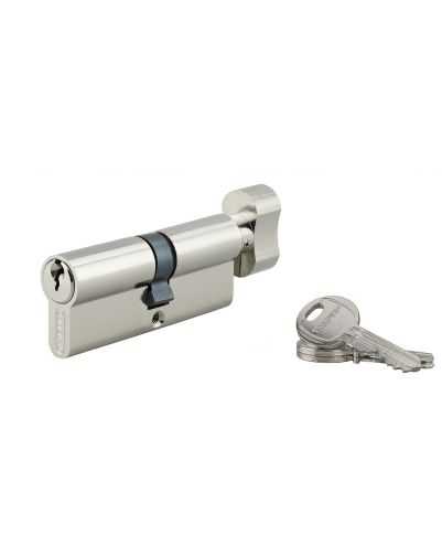 Cilindru 30 x 45 mm, cu buton, nichelat, HG5, 3 chei - 1