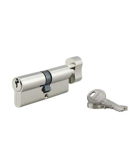 Cilindru 30 x 45 mm, cu buton, nichelat, HG5, 3 chei - 1