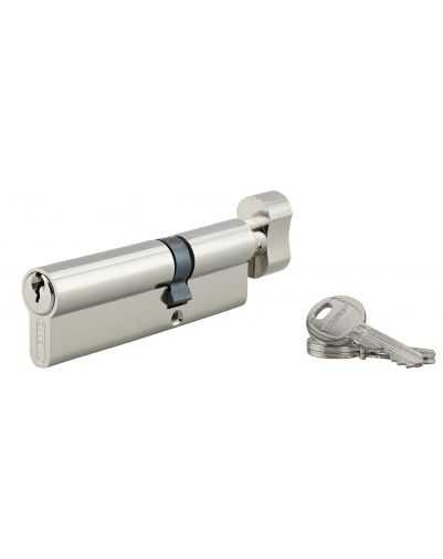 Cilindru 30 x 65 mm, cu buton, nichelat, HG5, 3 chei - 1