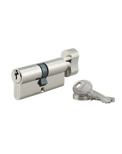 Cilindru 35 x 40 mm, cu buton, nichelat, HG5, 3 chei - 1