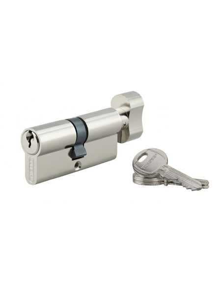 Cilindru 35 x 40 mm, cu buton, nichelat, HG5, 3 chei - 1