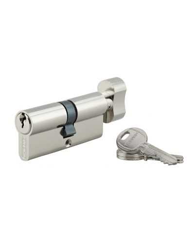 Cilindru 35 x 45 mm, cu buton, nichelat, HG5, 3 chei - 1