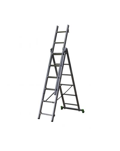 Scara pliabila, 3 tronsoane, 3x7 trepte, lungime 2,00-4,00 m, CLT 3, Centaure - 1