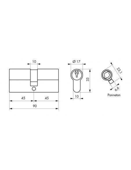 Butuc usa 45 x 45 mm, standard, nichelat, STD, 3 chei - 2
