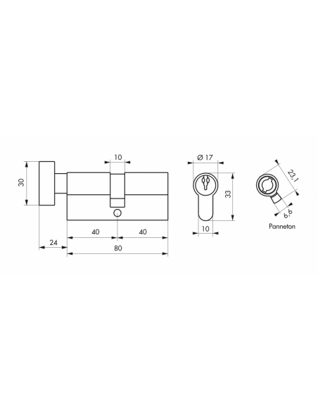 Butuc usa cu buton, 40 x 40 mm, alamit - 2