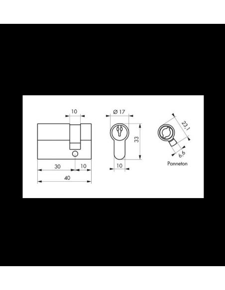 Semi-cilindru 30 x 10 mm, alamit cu surub variabil 60 mm - 2
