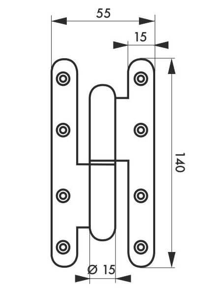 Balamale usi, 140 x 55 mm, stanga - 2