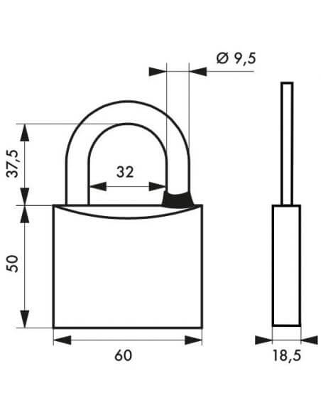 Lacat de santier, cu cheie, TYPE 1, 60 mm, cromat - 2