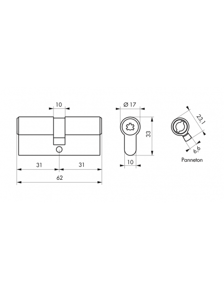 Butuc usa, profil european, SPS 31 x 31 mm 4 chei cu pompita - SP - 2