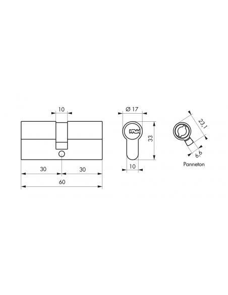 Butuc usa, profil european, SP SHG 30 x 30 mm 4 chei - SP - 2