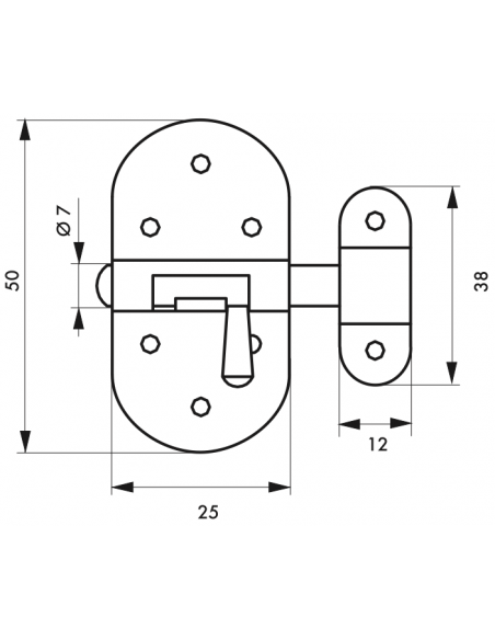 Zavor mobilier, bolt rotund 25 mm - SP - 2