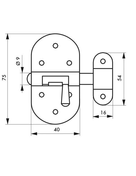Zavor mobilier, bolt rotund 40 mm - SP - 2