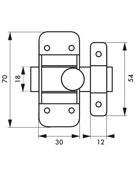 Zavor mobilier, bolt plat  30 mm - SP - 2