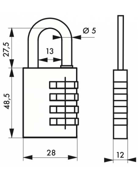 Lacat cu cifru, multiple combinatii, 48.5 mm - SP - 2
