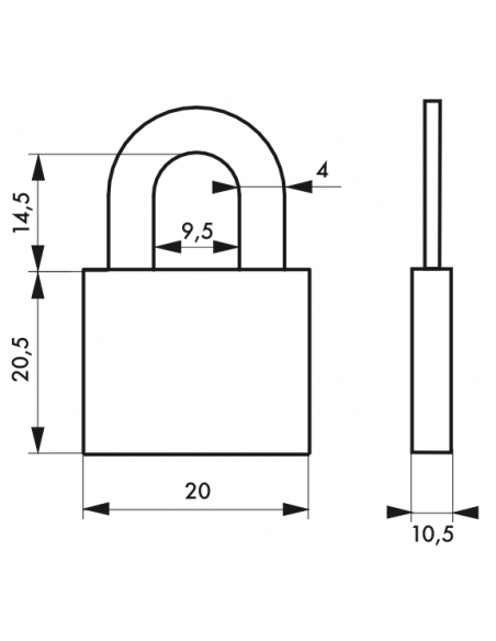 Lacat bagaj, cu cheie, aluminiu, 20 mm, 2 chei - SP - 2