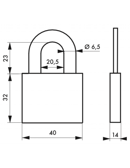 Lacat oval, 40 mm, 2 chei - SP - 2