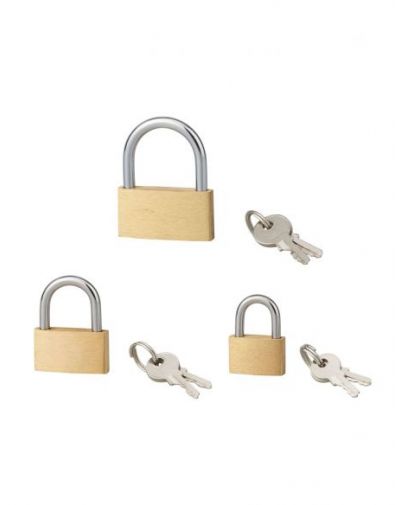 Set 3 lacat cu cheie, BASIC, alama: 20, 30, 40 mm, Serruprix - 1