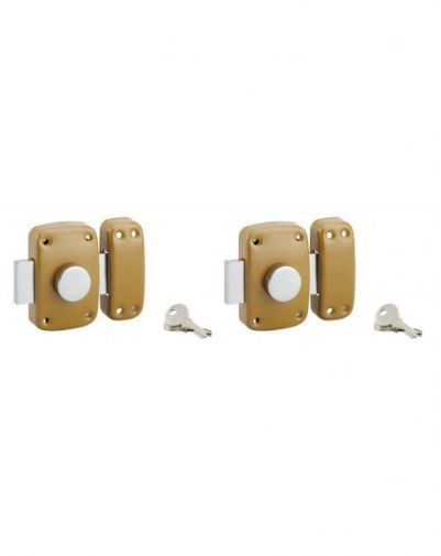 Set 2 broaste aplicate, cu buton, chei si cilindru, 23 x 45 mm, Serruprix - 1