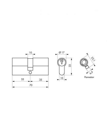 Butuc usa, profil european, 35 x 35 mm, 3 chei, finisaj nichelat, Serruprix - 2