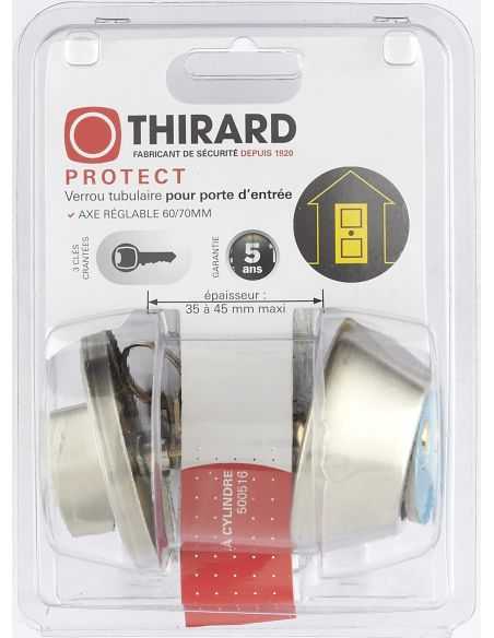 Broasca tubulara, maner fix exterior cu cilindru cu 3 chei, buton blocare interior, ax reglabil 60-70 mm, crom mat, THIRARD - 4