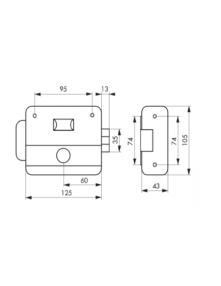 Yala electromagnetica aplicata, pt. poarta si grilaj, ax 50-70 mm, cilindru 50 mm cu 3 chei, reversibila, THIRARD - 2