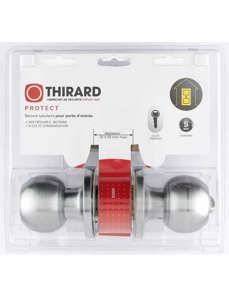 Broasca tubulara usa exterior, manere sferice, cilindru cu 3 chei, ax 70 mm, crom mat, THIRARD - 2