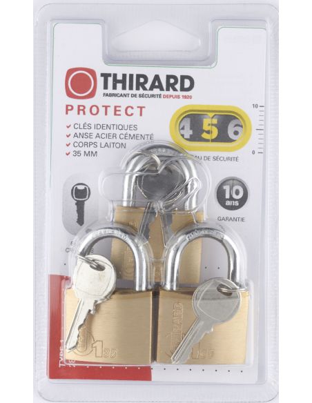 Set 3 lacate cu cheie, TYPE 1, 35 mm, deschidere cu 6 chei, THIRARD - 3