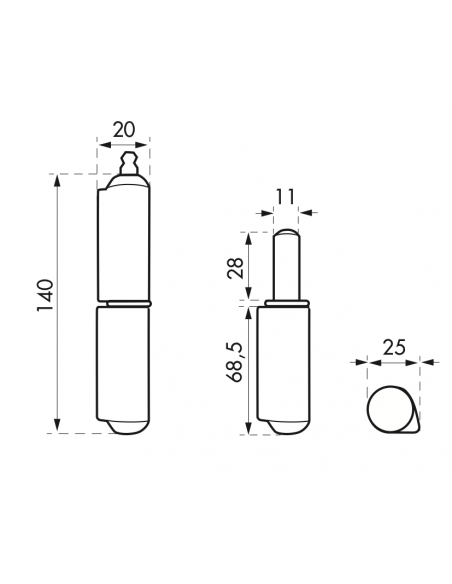 Balamale sudabile usi intrare, 160 mm, capete rotunde - 2