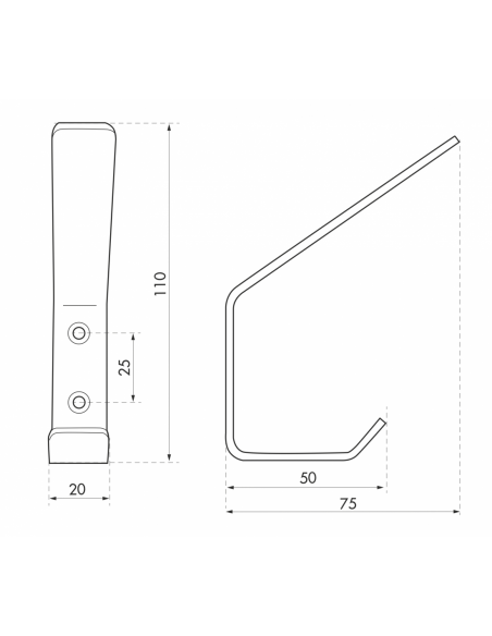 Cuier cu un carlig, 110 mm - 2