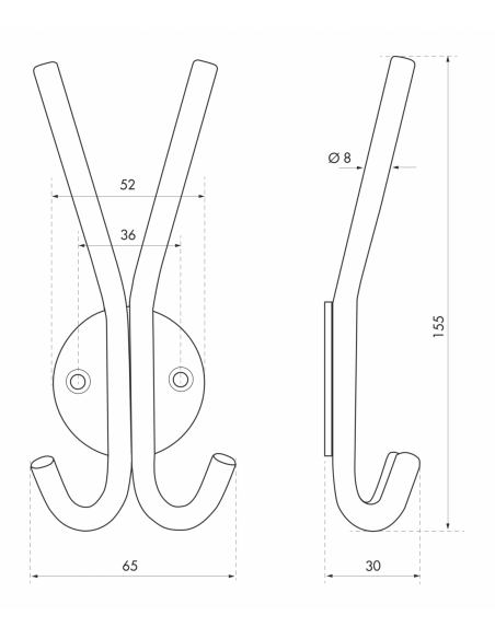 Cuier cu doua carlige, 155 mm - 2