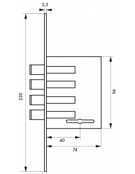 Broasca de usa, chei late, bolturi rotunde, 74 x 94 mm - 2