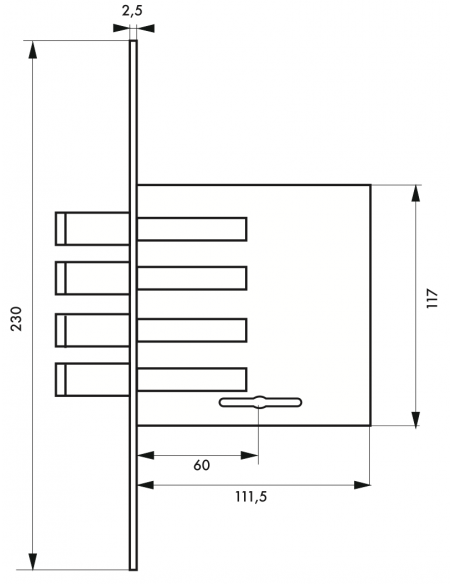 Broasca de usa, chei late, bolturi rotunde, 111 x 117 mm - 2