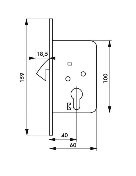 Broasca pentru usa culisanta, pentru cilindru, auriu, ax 40 mm, THIRARD - 2