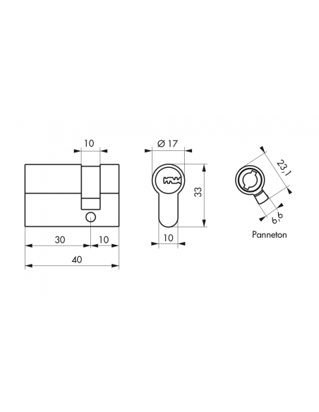 Butuc usa 30 x 10 mm, Trafic 6, alamit, inalta securitate - 2