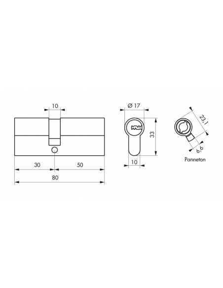 Butuc usa 30 x 50 mm, Trafic 6, alamit, inalta securitate - 2