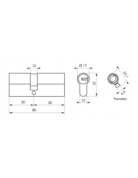 Cilindru usa / butuc standard, 30 x 50 mm, Trafic 6 inalta securitate - 2