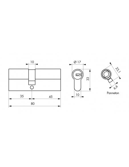 Cilindru usa / butuc standard, 35 x 45 mm, Trafic 6 inalta securitate - 2
