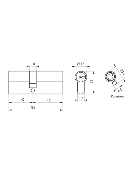Butuc usa standard, 40 x 45 mm, Trafic 6 inalta securitate - 2