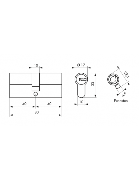 Cilindru usa / butuc standard, 40 x 40 mm, Trafic 6 inalta securitate - 2