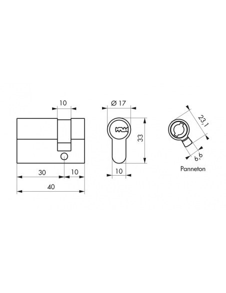 Semi-Cilindru 30 x 10 mm, Trafic 6, inalta securitate - 2