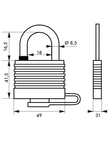 Lacat de exterior, cu cheie, Bumper, 45 mm, negru - 2